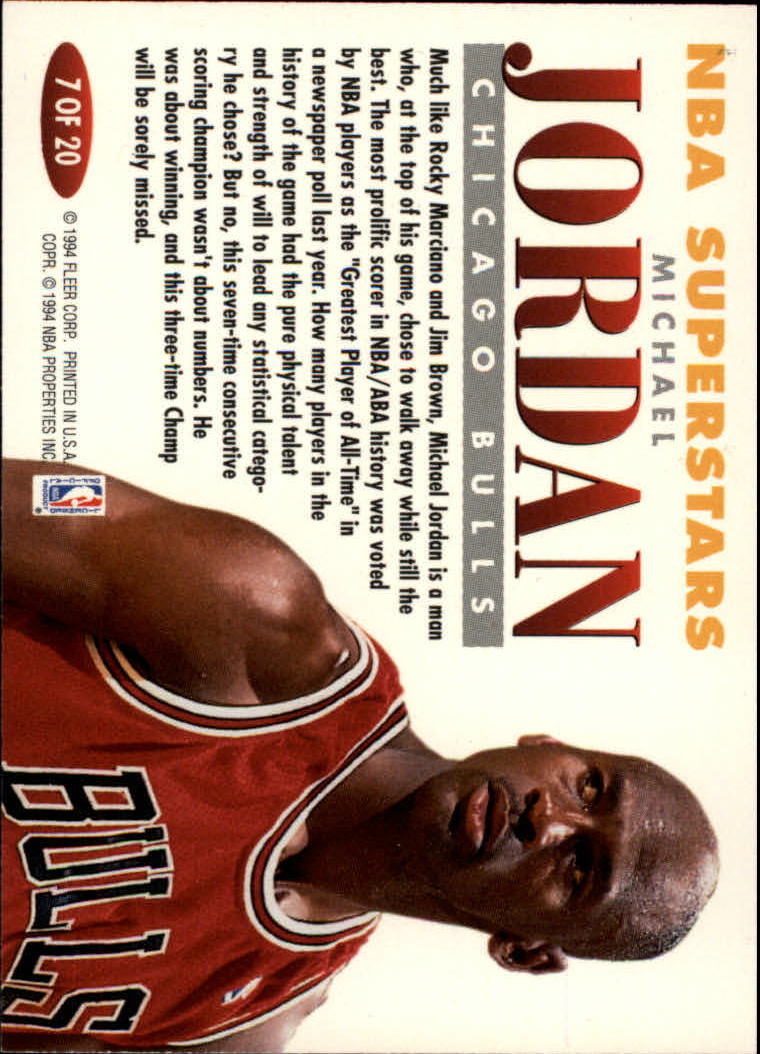 1993-94 Fleer NBA Superstars #7 Michael Jordan back image