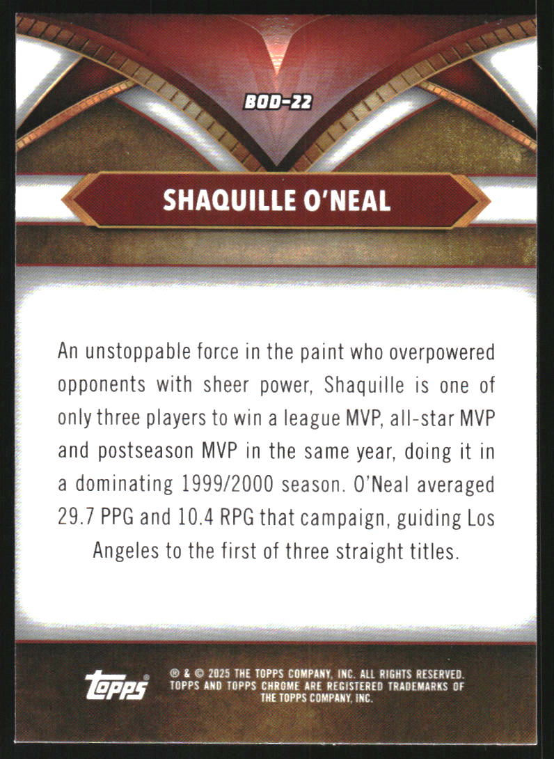 2024-25 Topps Chrome Ball of Duty Topps Green Refractors #BOD22 Shaquille O'Neal
