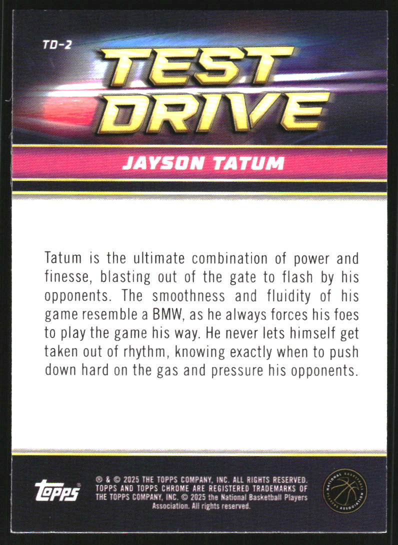 2024-25 Topps Chrome Test Drive #TD2 Jayson Tatum