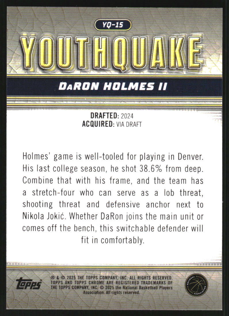 2024-25 Topps Chrome Youthquake Orange Geometric Refractors #YQ15 DaRon Holmes II