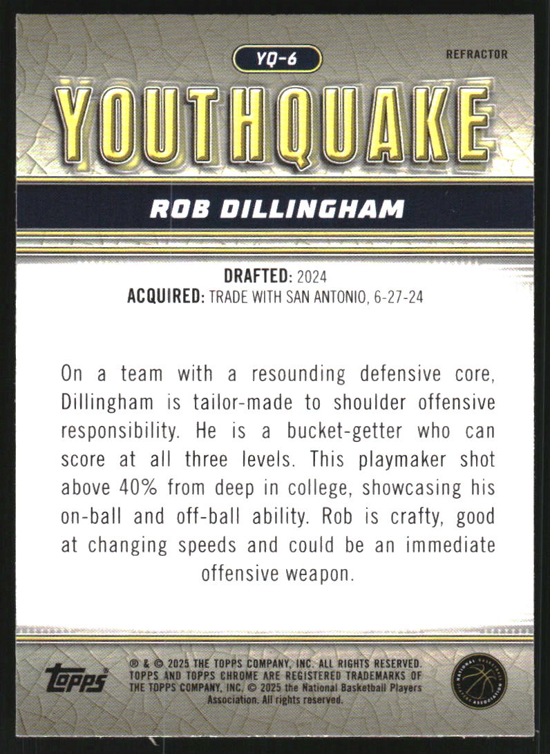2024-25 Topps Chrome Youthquake Refractors #YQ6 Rob Dillingham