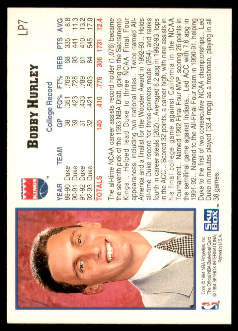 1993-94 Hoops Draft Redemption #LP7 Bobby Hurley
