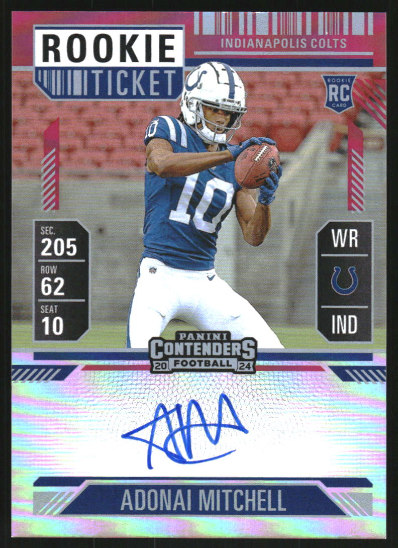2024 Panini Contenders Red Zone Ticket FOTL #108 Adonai Mitchell AU