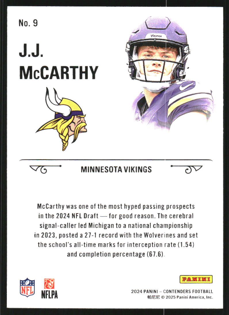 2024 Panini Contenders Rookie Stallions #9 JJ McCarthy