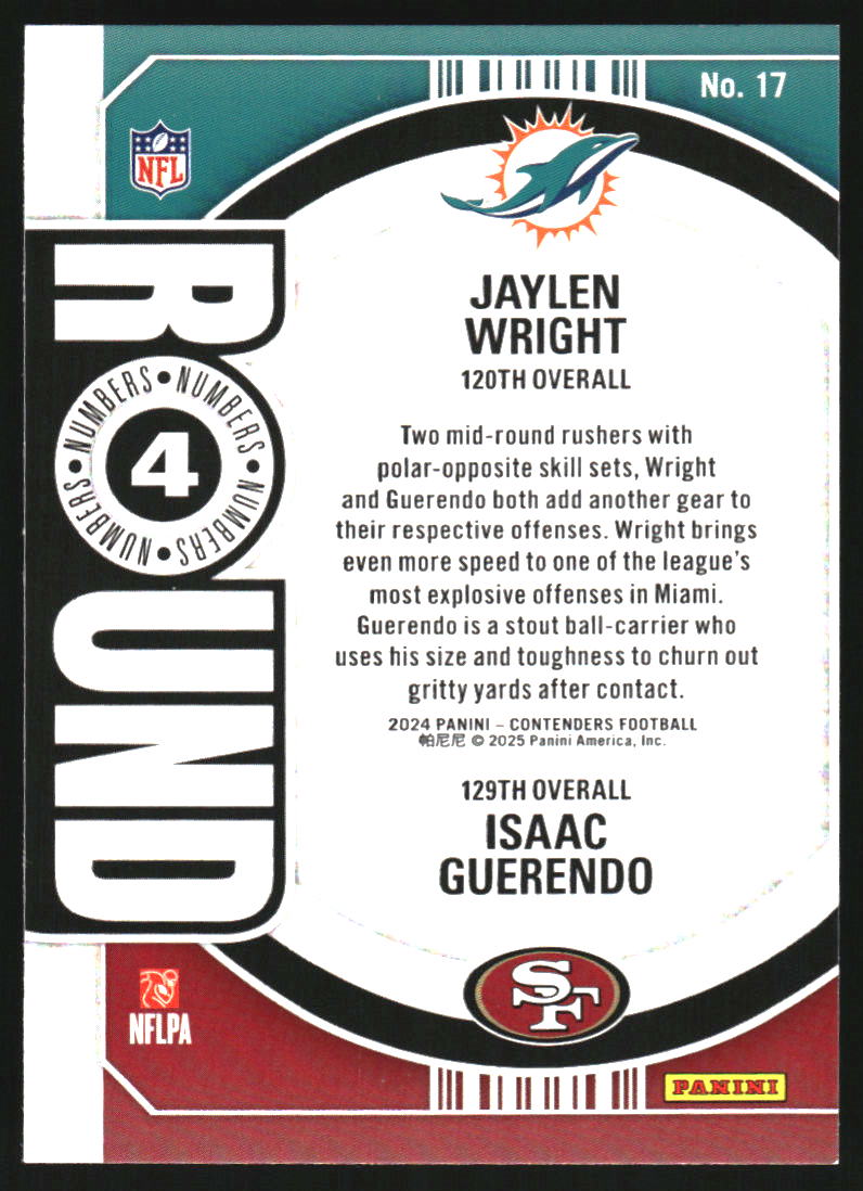 2024 Panini Contenders Round Numbers Red #17 Isaac Guerendo Jaylen Wright