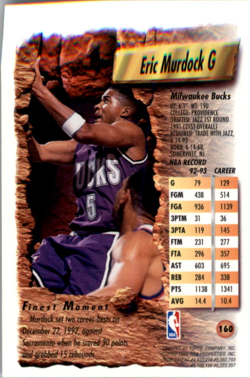 1993-94 Finest Refractors #160 Eric Murdock