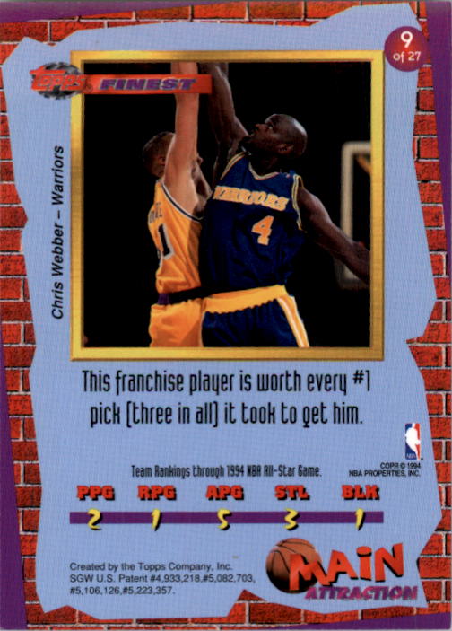 1993-94 Finest Main Attraction #9 Chris Webber