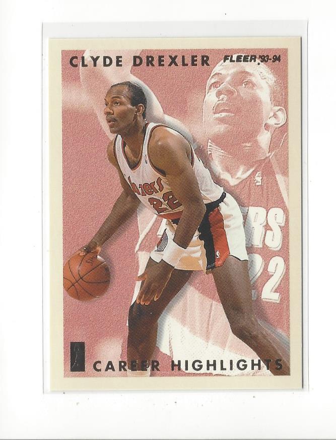 1993-94 Fleer Clyde Drexler #3 Clyde Drexler/(Wearing red shoes,/left-hand dribble)
