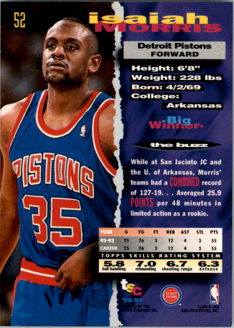 1993-94 Stadium Club Super Teams NBA Finals #52 Isaiah Morris - NM-MT
