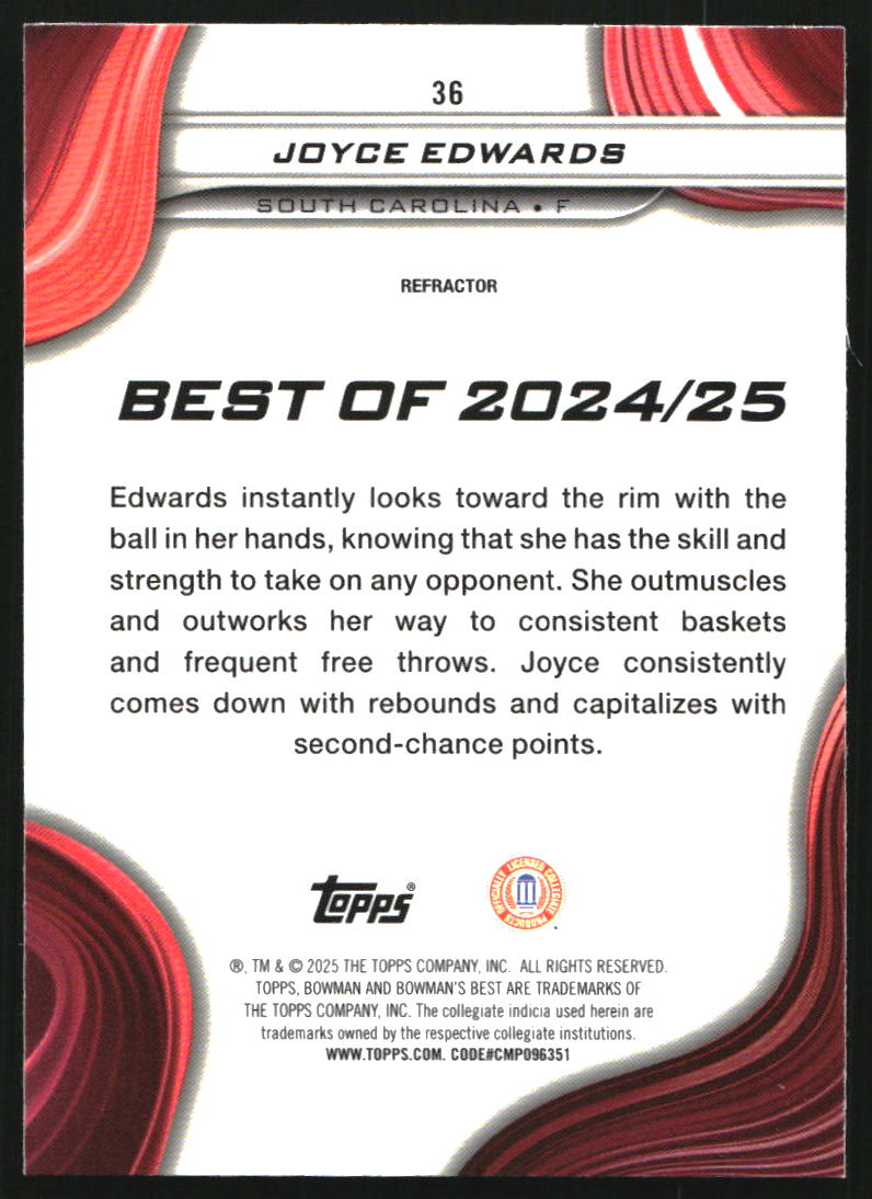 2024-25 Bowman's Best University Refractors #36 Joyce Edwards