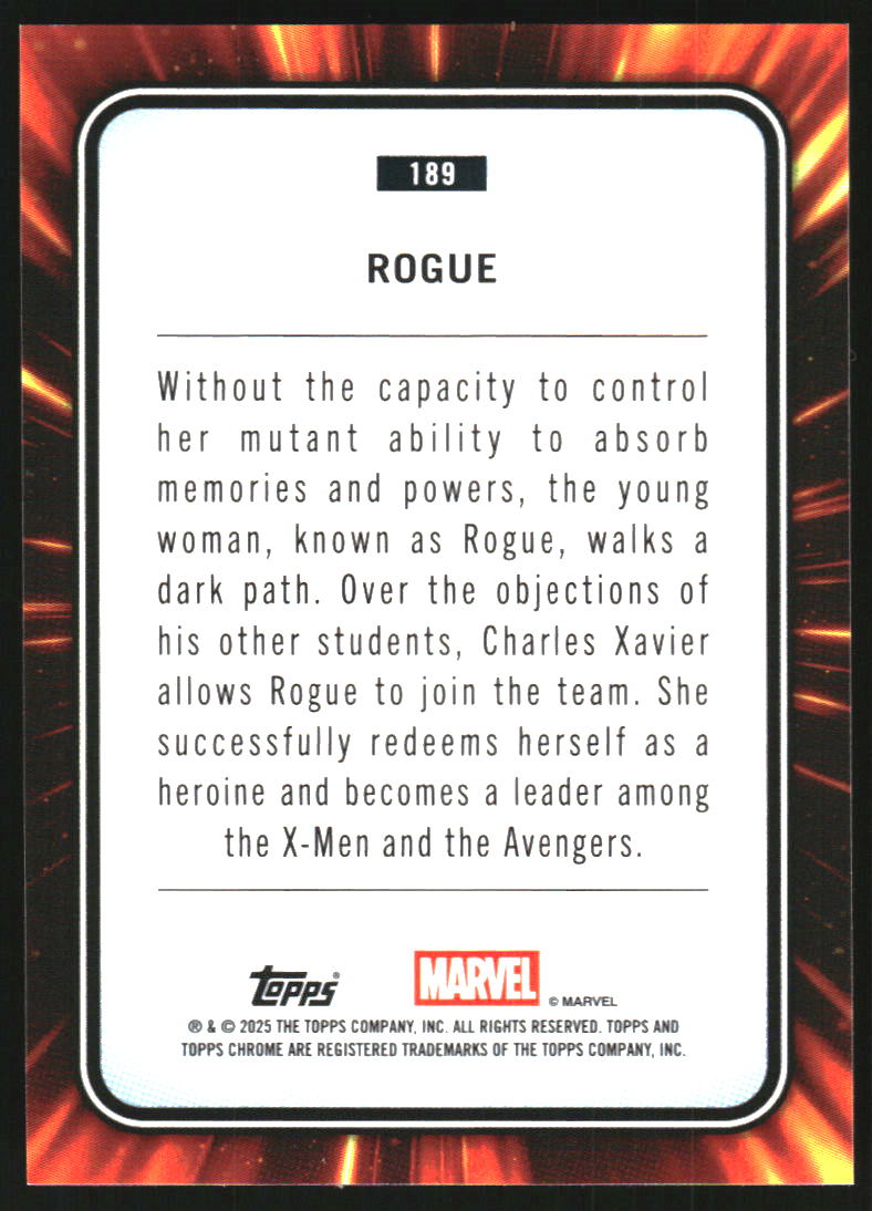 2025 Topps Chrome Marvel Yellow Lava #189 Rogue