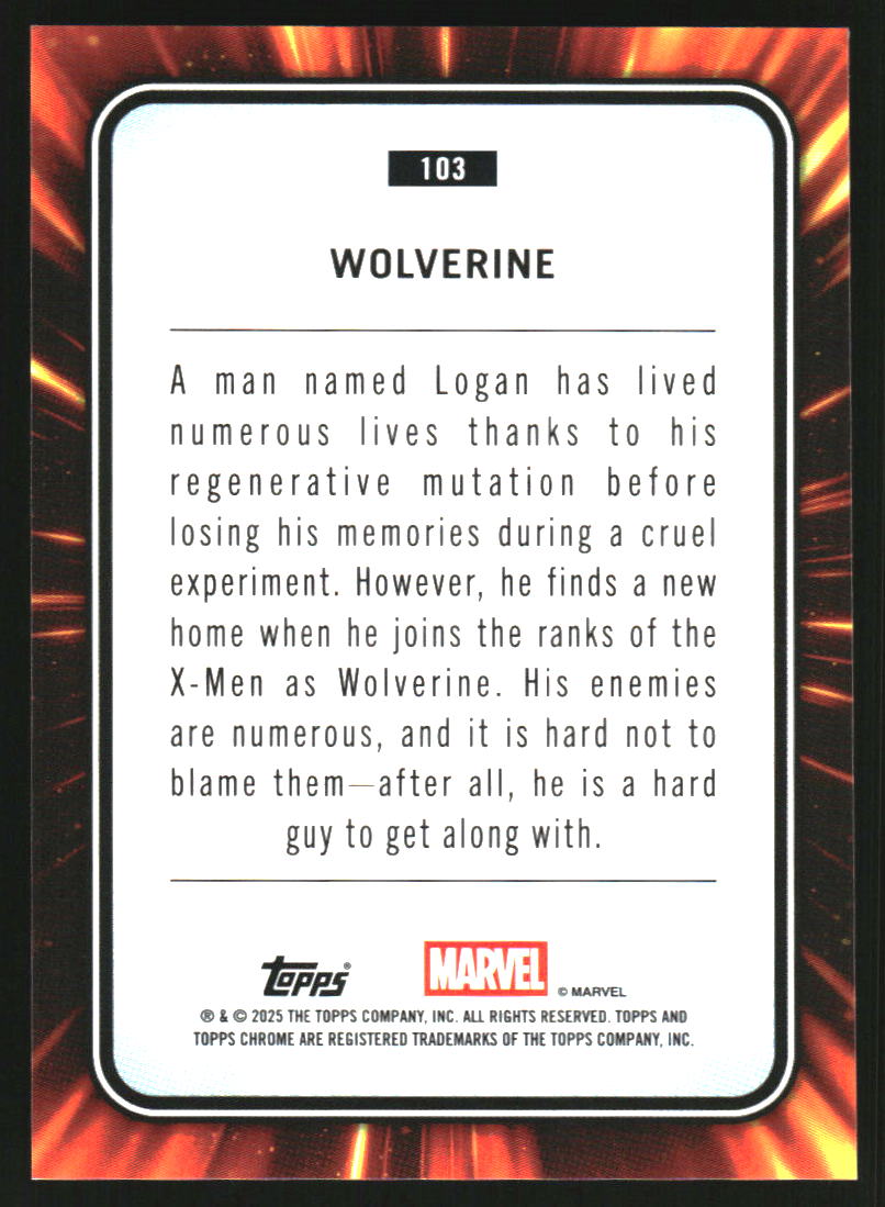 2025 Topps Chrome Marvel #103 Wolverine