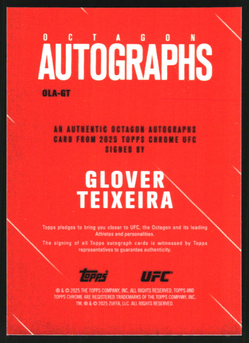 2025 Topps Chrome UFC Octagon Legends Autographs Green Refractors #OLAGT Glover Teixeira