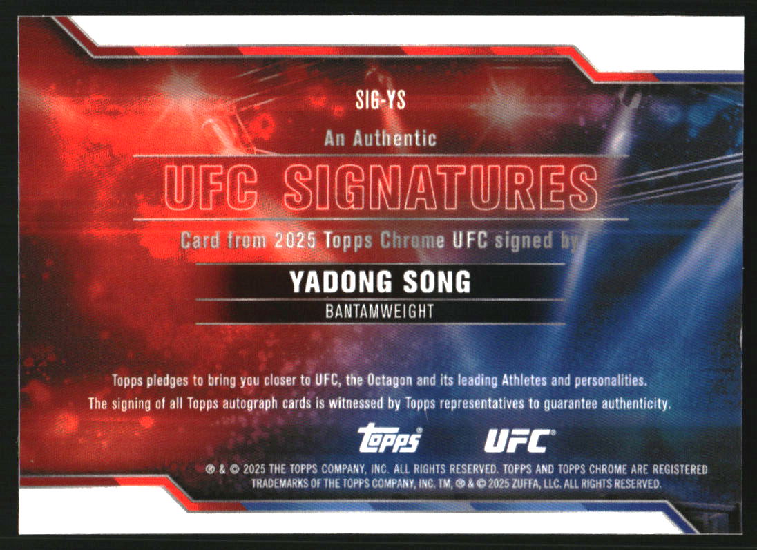 2025 Topps Chrome UFC Signatures Geometric Aqua #SIGYS Yadong Song