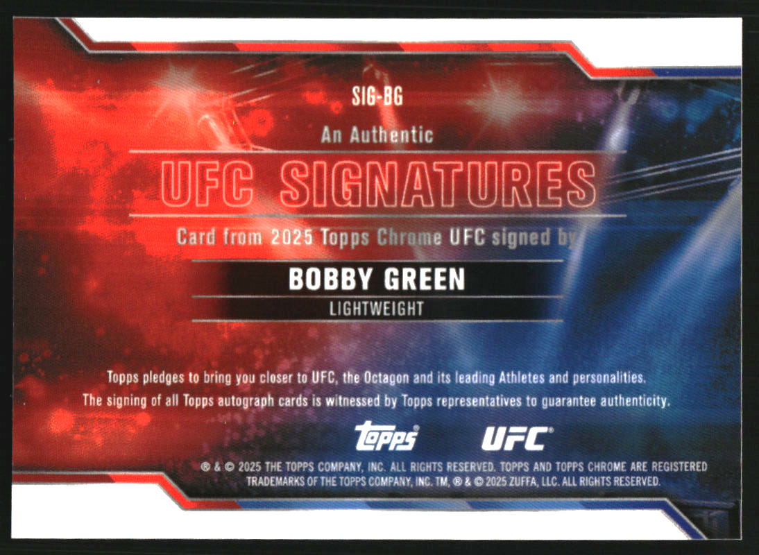 2025 Topps Chrome UFC Signatures Geometric Orange #SIGBG Bobby Green