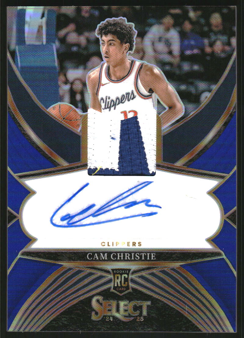 2024-25 Select Rookie Jersey Autographs Blue Prizms #34 Cam Christie Auto Jersey /49