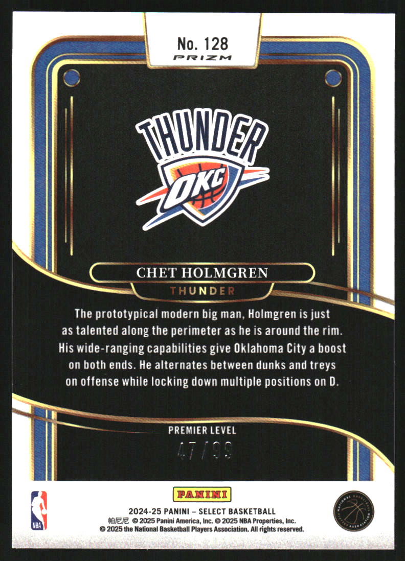 2024-25 Select Light Blue Disco Prizms #128 Chet Holmgren /99