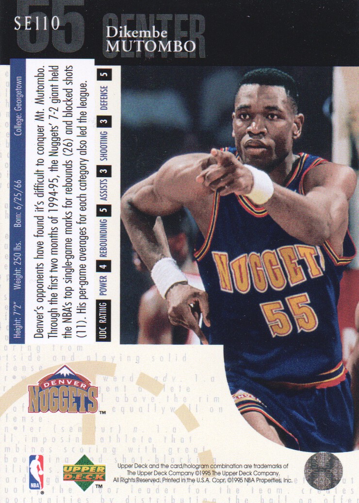 1994-95 Upper Deck Special Edition #110 Dikembe Mutombo back image