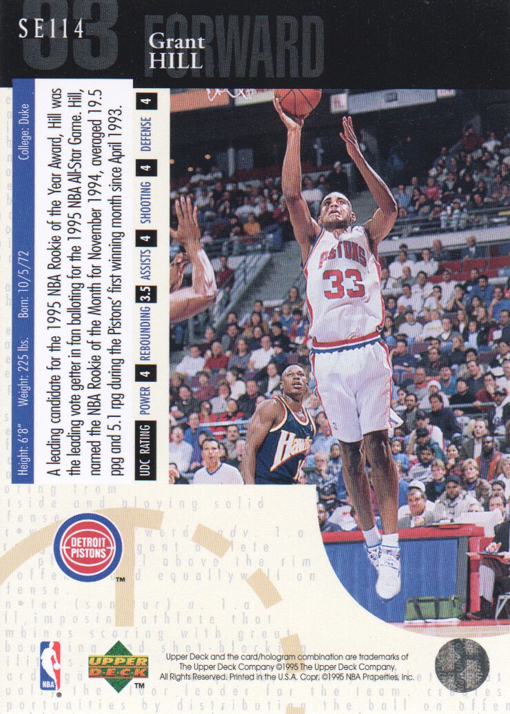 1994-95 Upper Deck Special Edition #114 Grant Hill back image