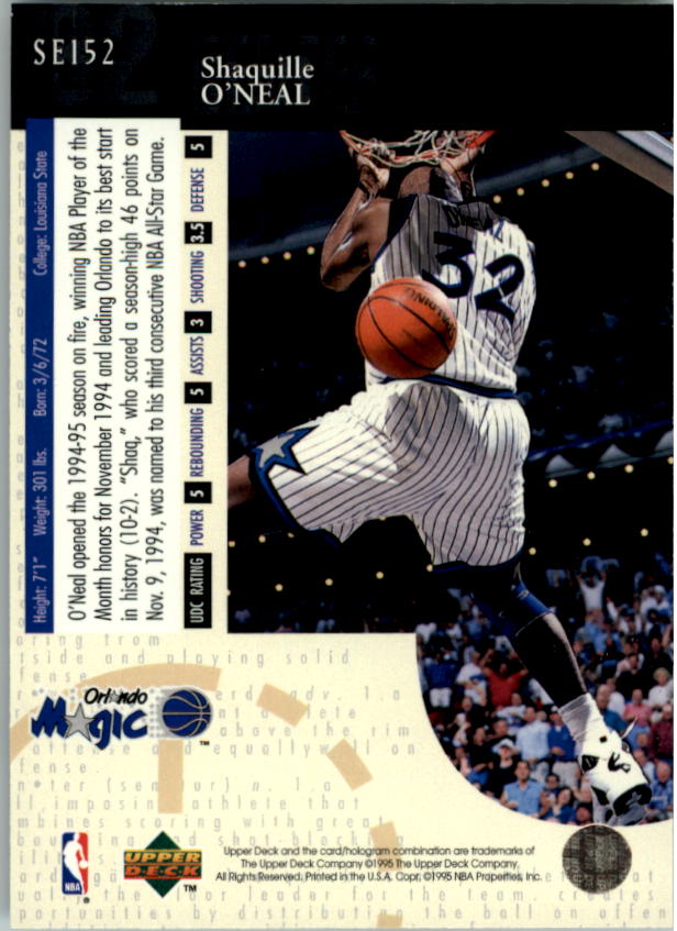 1994-95 Upper Deck Special Edition #152 Shaquille O'Neal back image
