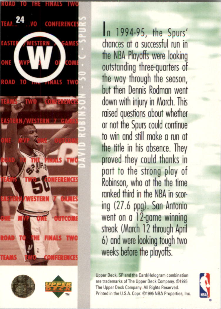 1994-95 SP Championship #24 David Robinson RF back image