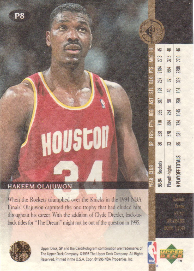 1994-95 SP Championship Playoff Heroes #P8 Hakeem Olajuwon back image