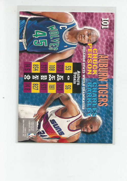 1994-95 Stadium Club First Day Issue #101 Chuck Person CT/Charles Barkley CT back image