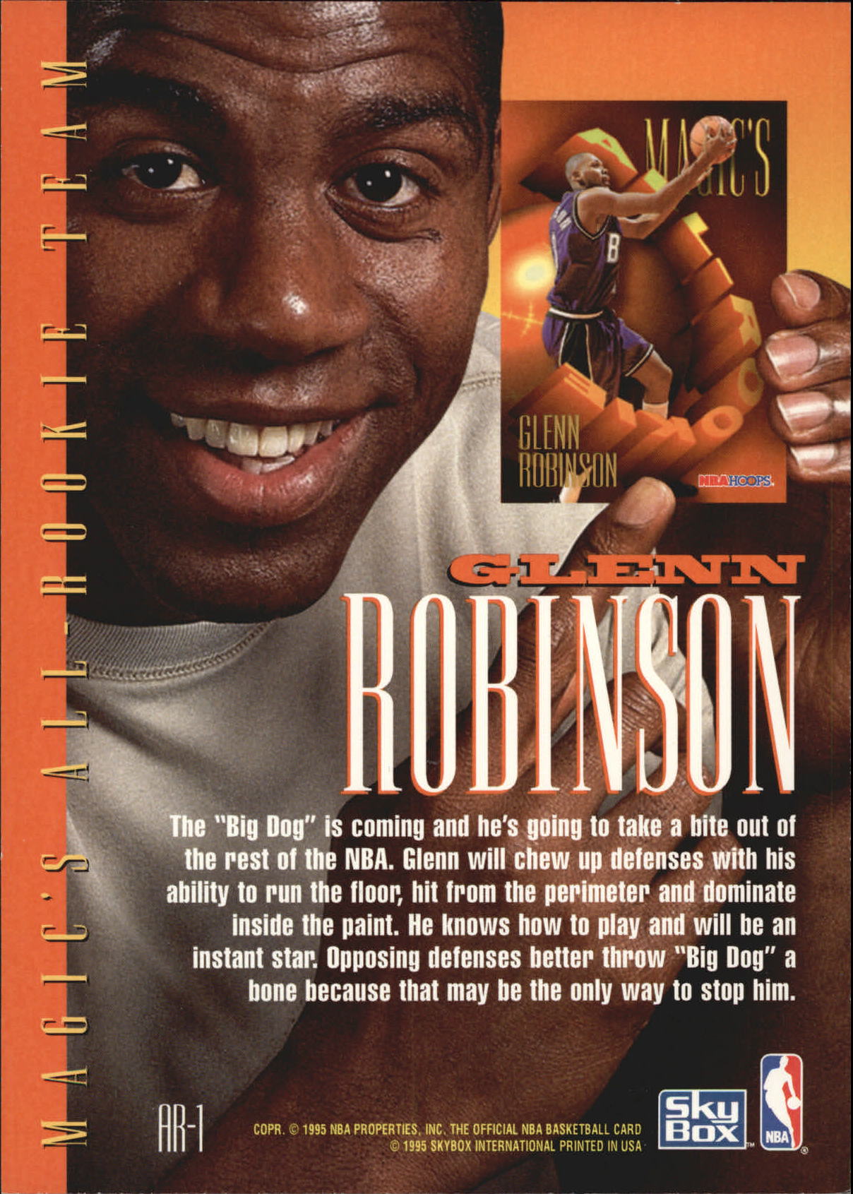 1994-95 Hoops Magic's All-Rookies Jumbos #AR1 Glenn Robinson back image