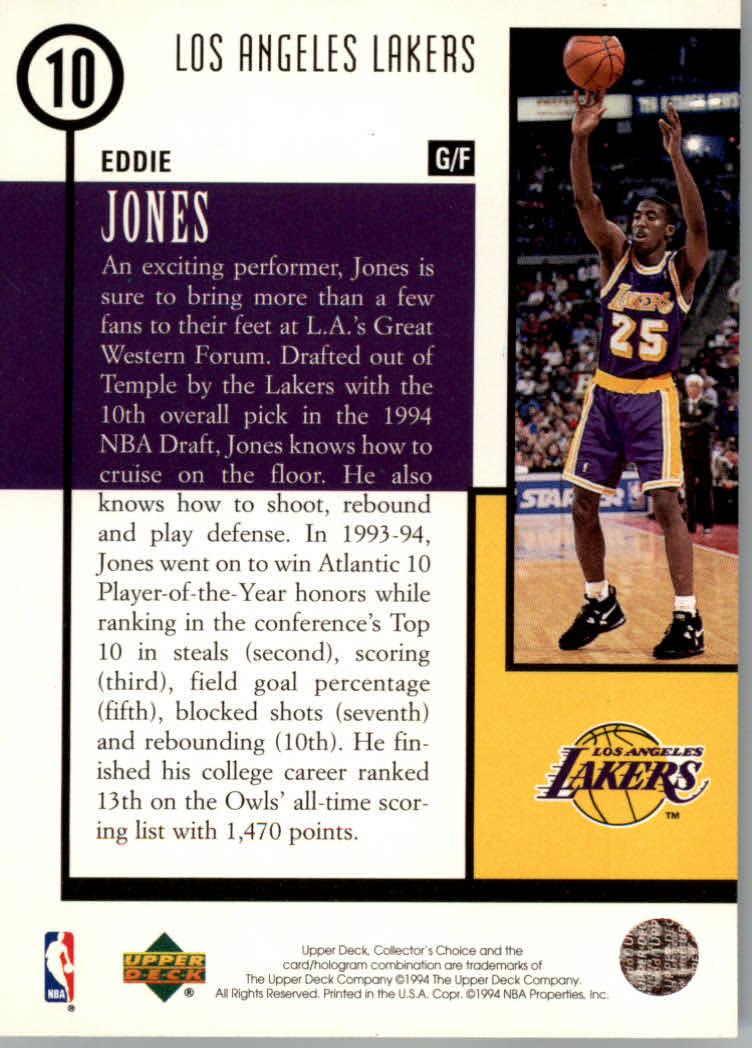 1994-95 Collector's Choice Draft Trade #10 Eddie Jones back image