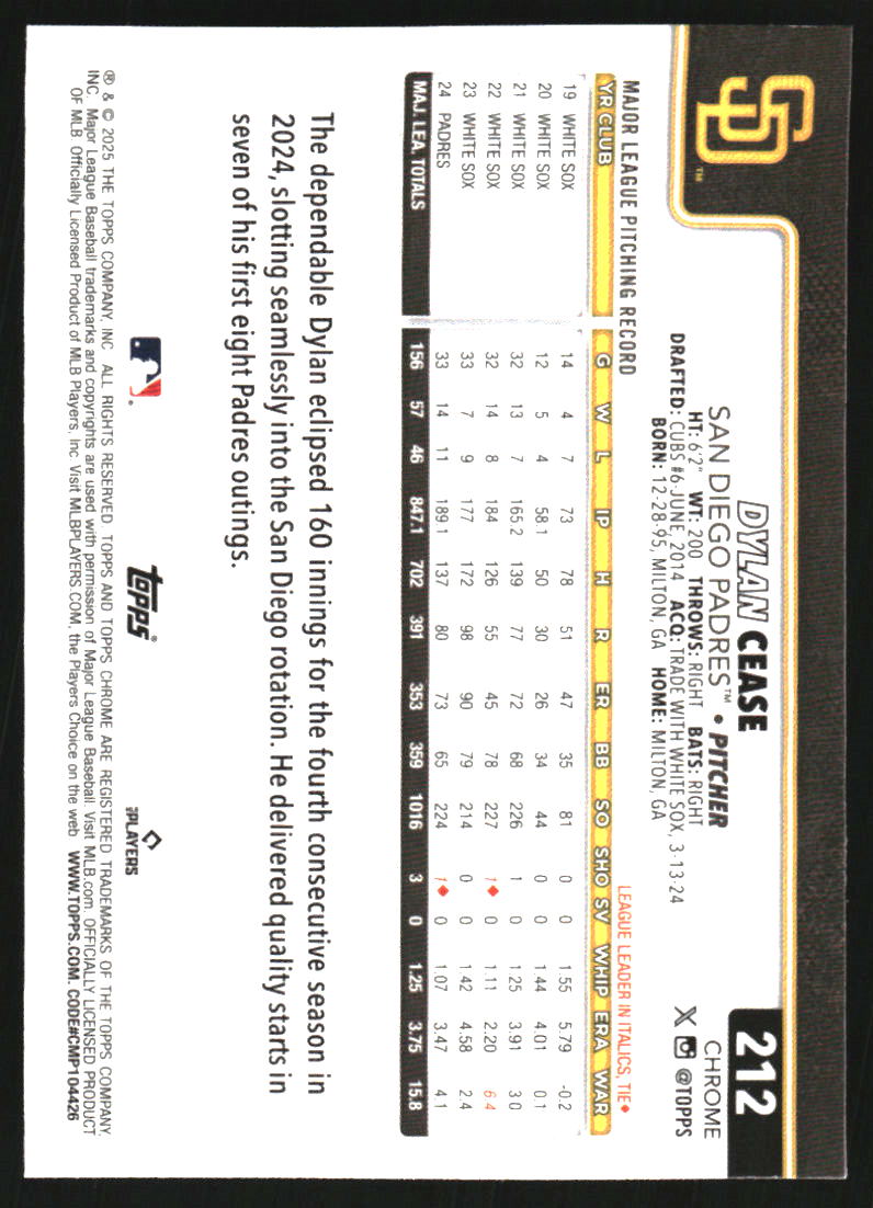 2025 Topps Chrome RayWave Refractors #212 Dylan Cease