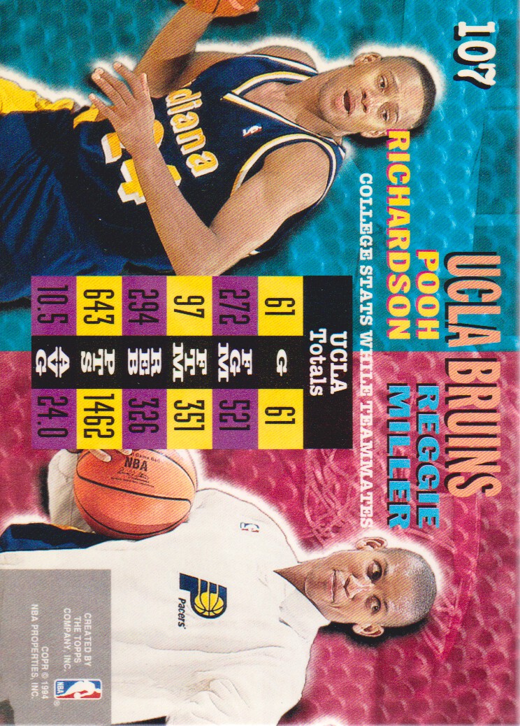 1994-95 Stadium Club Super Teams NBA Finals #107 Pooh Richardson CT/Reggie Miller CT back image
