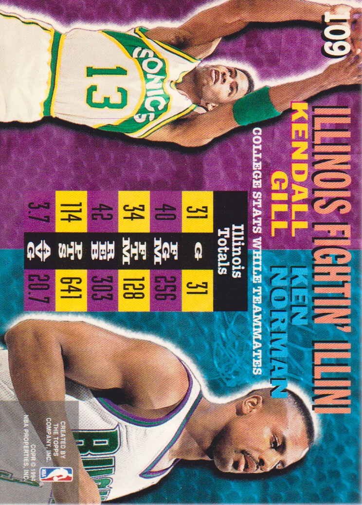 1994-95 Stadium Club Super Teams NBA Finals #109 Kendall Gill CT/Ken Norman CT back image