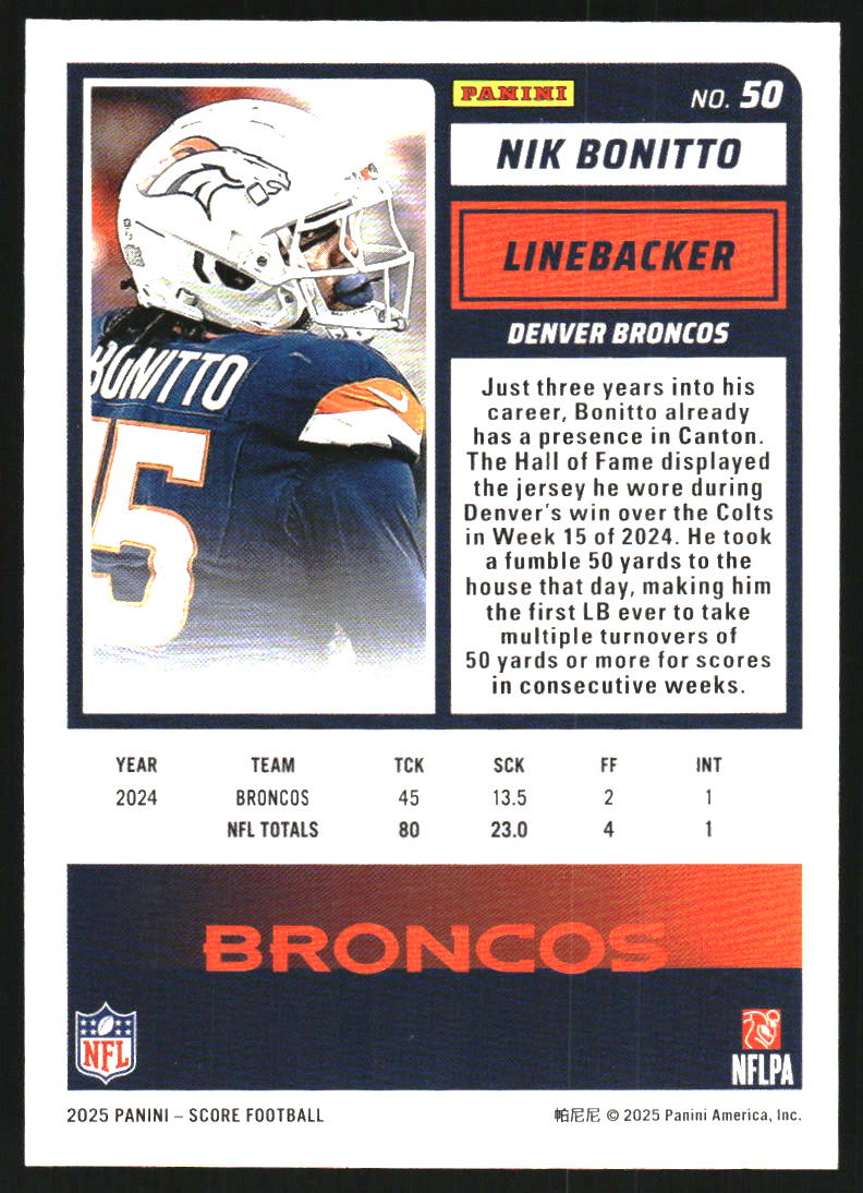 2025 Score Circular #50 Nik Bonitto /299