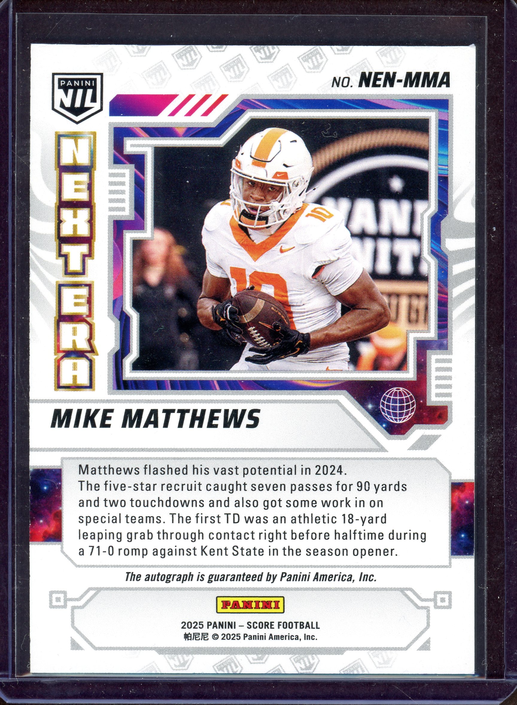 2025 Score Next Era NIL Autographs #14 Mike Matthews back image