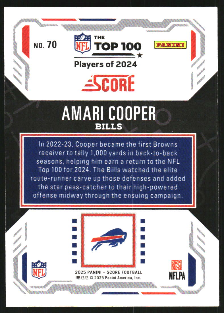 2025 Score Top 100 #70 Amari Cooper back image
