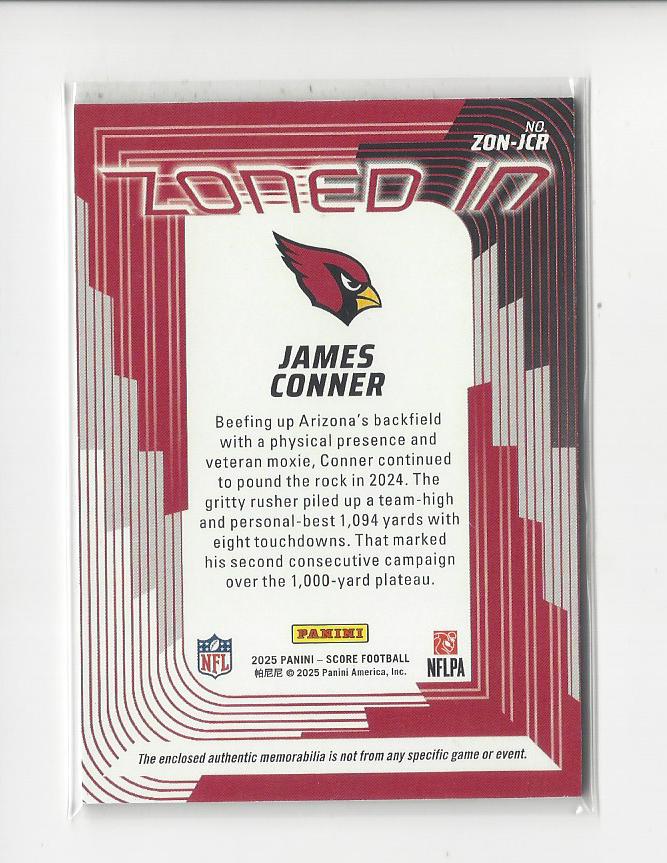 2025 Score Zoned In James Conner JERSEY Cardinals | eBay