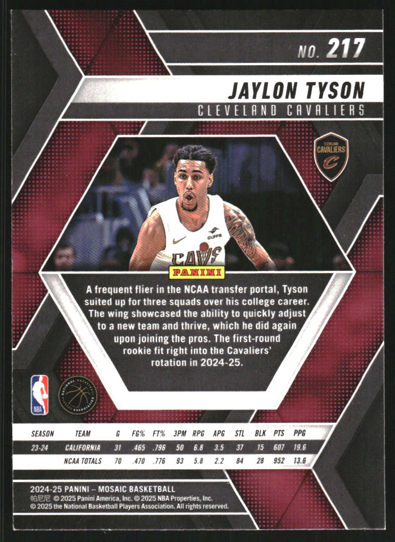 2024-25 Panini Mosaic #217 Jaylon Tyson RC