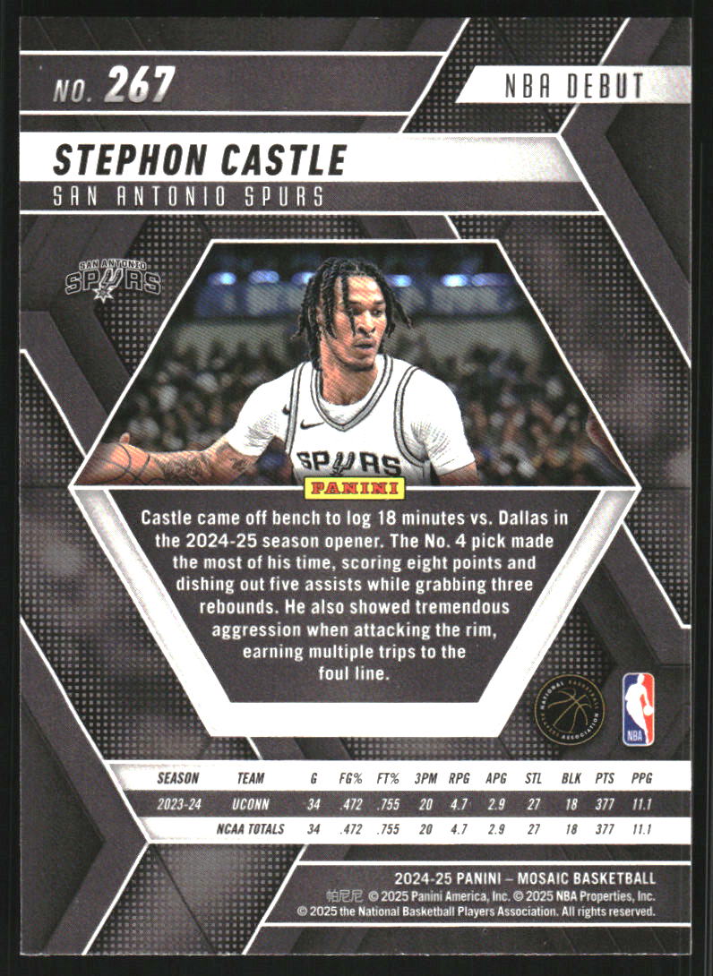 2024-25 Panini Mosaic #267 Stephon Castle NBA Debut