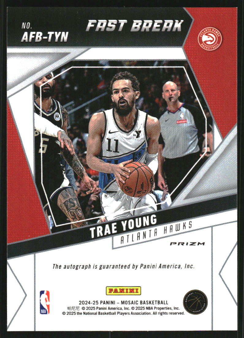 2024-25 Panini Mosaic Autographs Fast Break #71 Trae Young Auto on