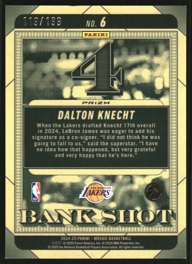 2024-25 Panini Mosaic Bank Shot Mosaic Blue #6 Dalton Knecht /199