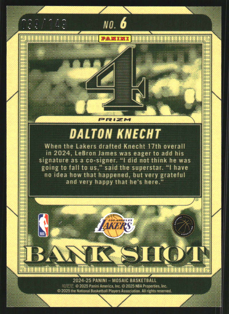 2024-25 Panini Mosaic Bank Shot Mosaic Pink #6 Dalton Knecht /149