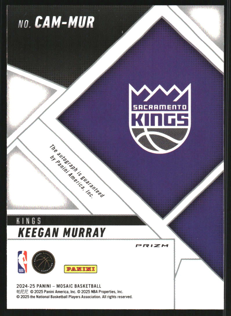 2024-25 Panini Mosaic Collage Autographs Mosaic #9 Keegan Murray Auto