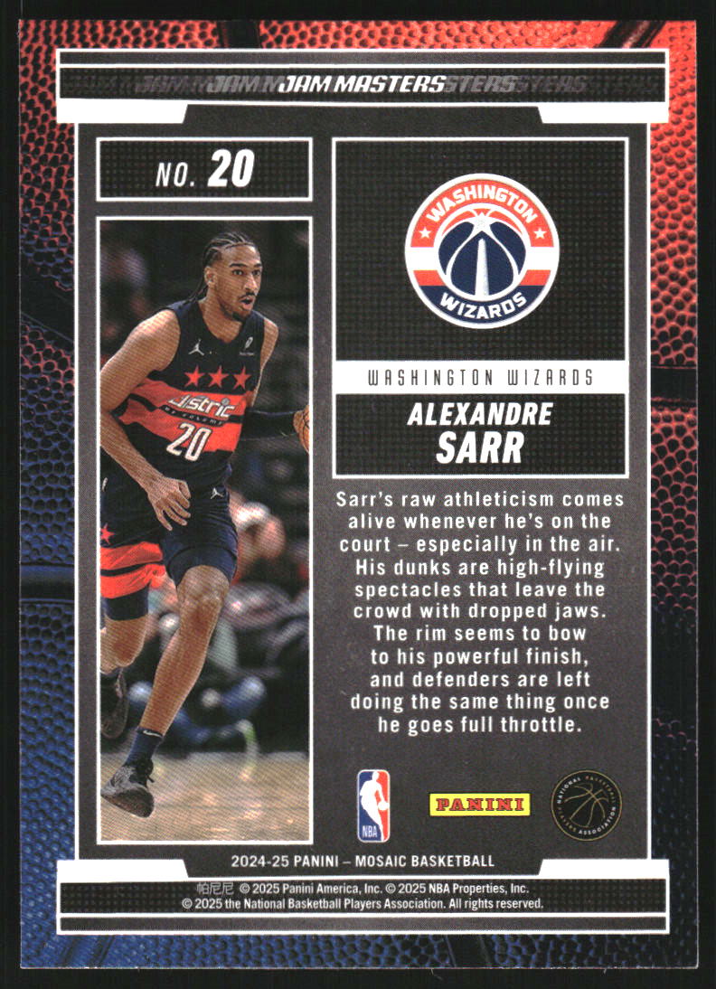 2024-25 Panini Mosaic Jam Masters #20 Alexandre Sarr