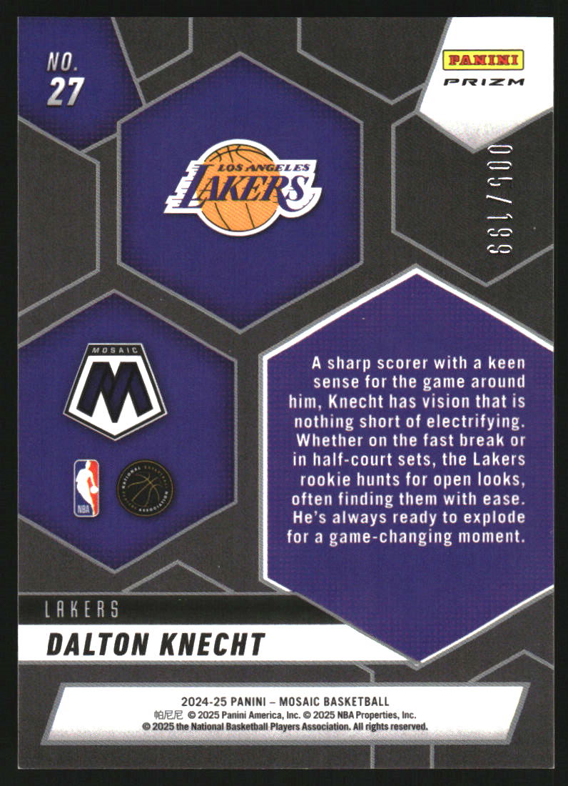 2024-25 Panini Mosaic Montage Mosaic Blue #27 Dalton Knecht