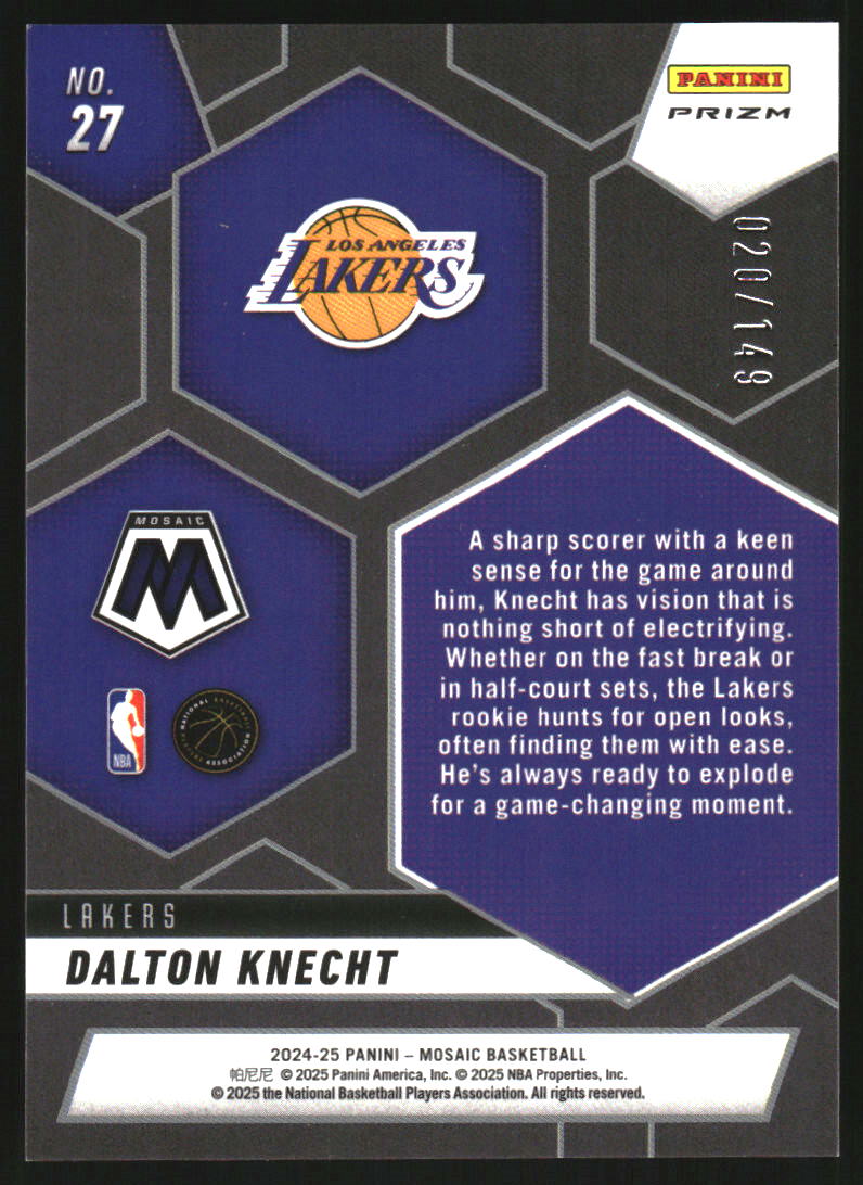 2024-25 Panini Mosaic Montage Mosaic Pink #27 Dalton Knecht