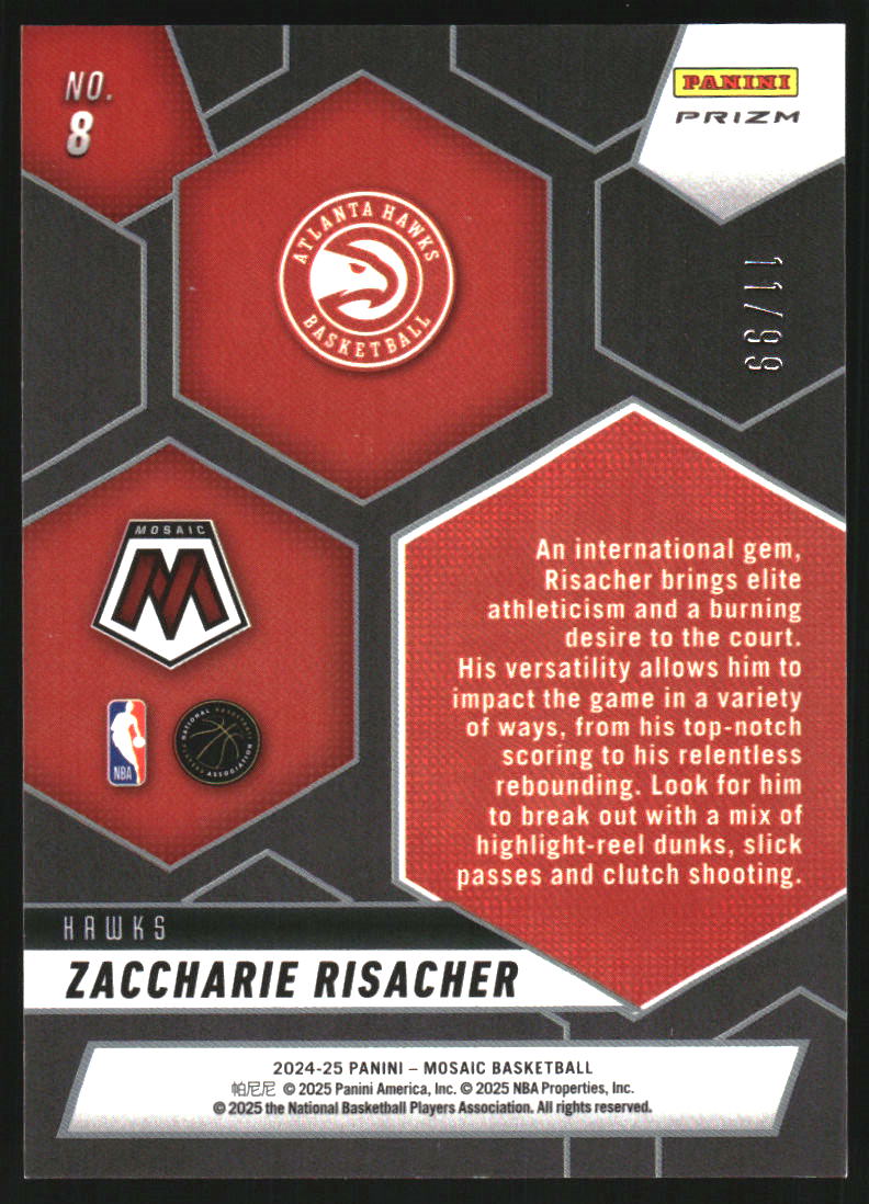 2024-25 Panini Mosaic Montage Mosaic Purple #8 Zaccharie Risacher