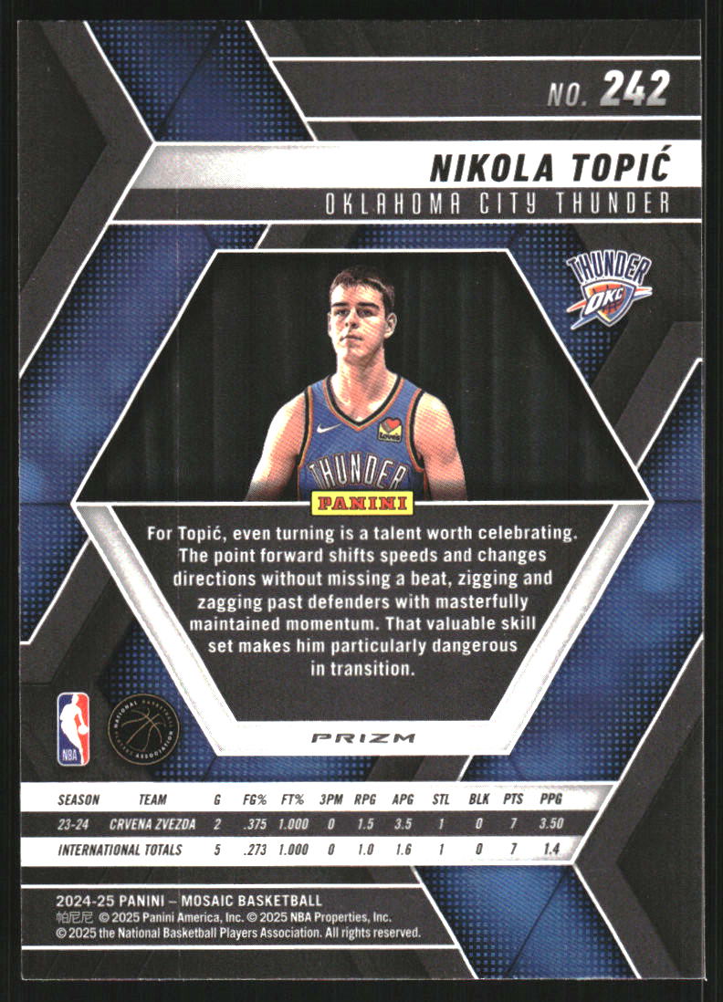 2024-25 Panini Mosaic Mosaic #242 Nikola Topic