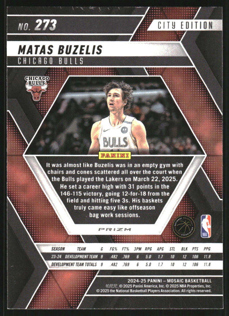 2024-25 Panini Mosaic Mosaic #273 Matas Buzelis/City Edition