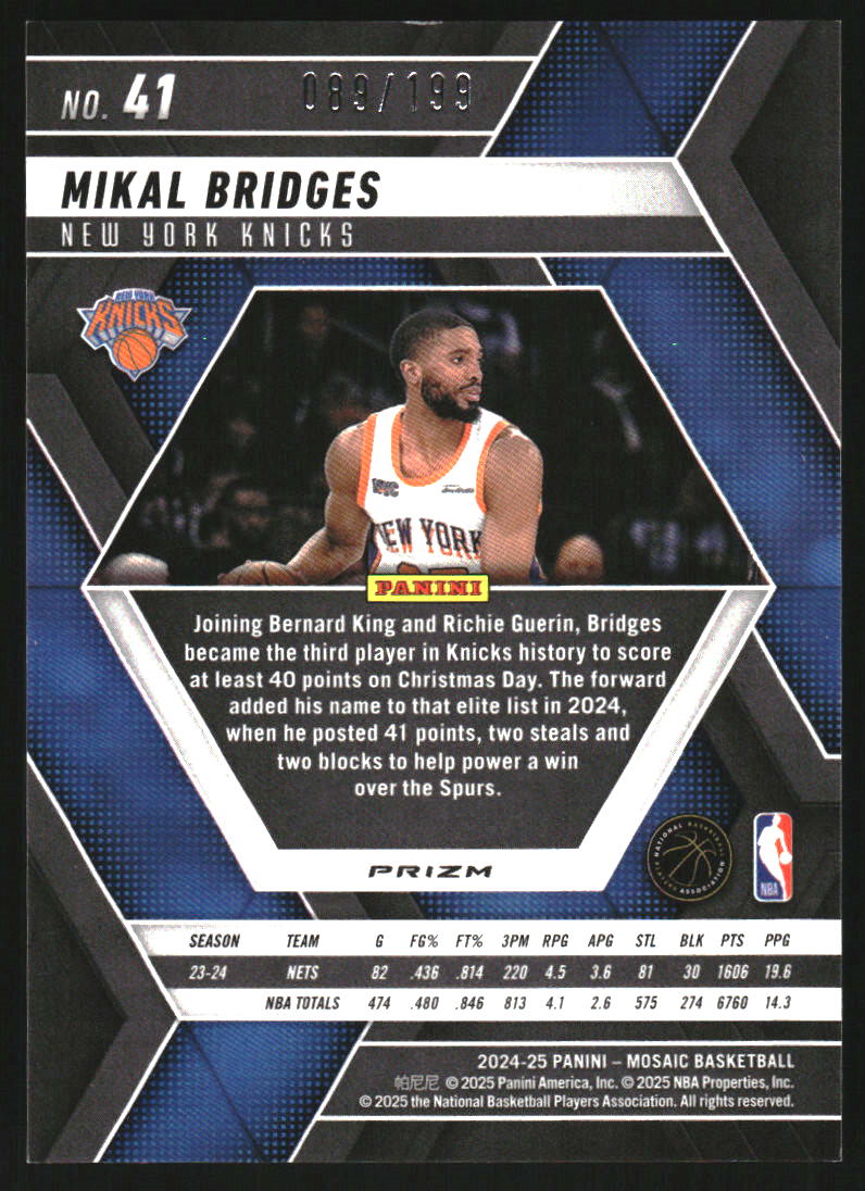 2024-25 Panini Mosaic Mosaic Blue #41 Mikal Bridges