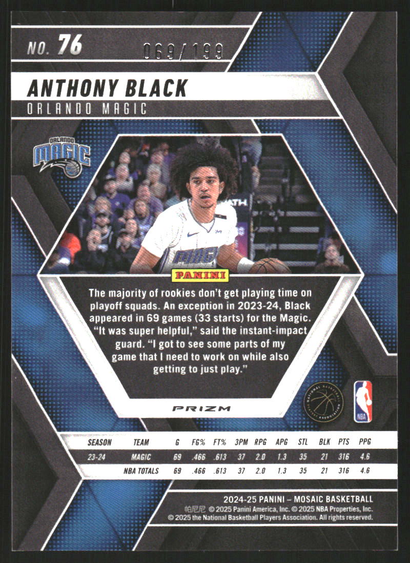 2024-25 Panini Mosaic Mosaic Blue #76 Anthony Black